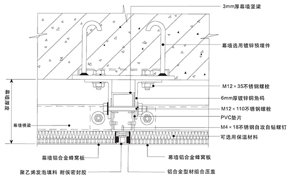 石材鋁蜂窩復合板安裝節點圖二